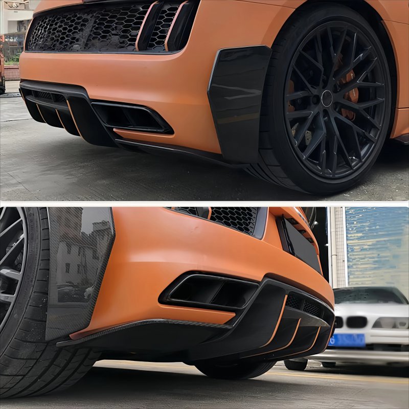 For  R8 Rear Corner Guard Spoiler Carbon Fiber Anti-Collision Rear Bumper Surround Accessories Body Parts